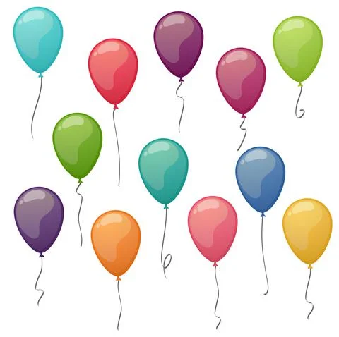 Colored flying balloons collection Stock Illustration