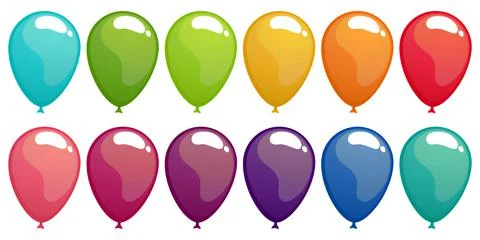Colored flying balloons collection Stock Illustration