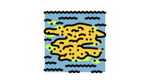 Colored foam floating river chemical pollution color icon animation Stock Footage 326115292