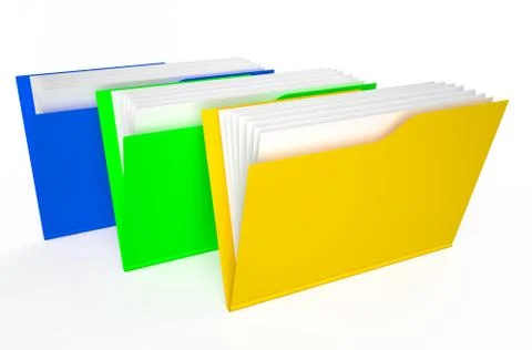Colored folders 3D rendering Stock Illustration