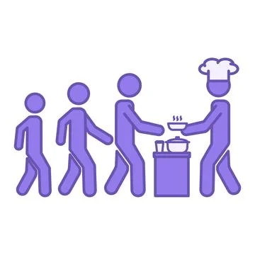 Colored Food Distribution Icon. Vector Illustration. A Chef Distributes Foo.. Stock Illustration