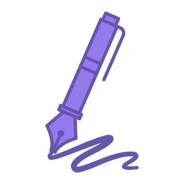 Colored Fountain Pen Icon. Vector Icon. A writing pen that automatically fe.. Stock Illustration
