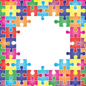 Colored frame made up of pieces puzzle. Vector Stock Illustration