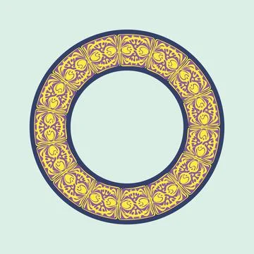 Colored Frame with vector abstract Art Nouveau style on blue background Stock Illustration