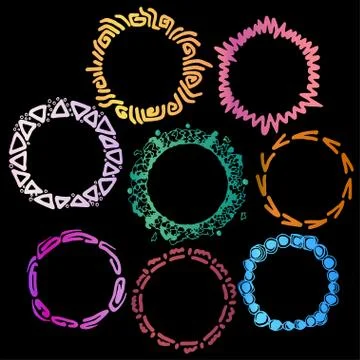 Colored frames on black background. Vector art Stock Illustration