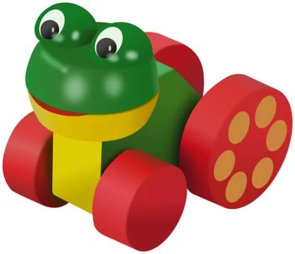 Colored frog toy on wheels Stock Illustration