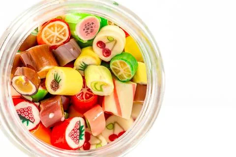 Colored fruit lollipops background Foto stock
