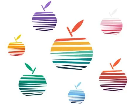 Colored fruit vector logo Apple symbol on white background Stock Illustration