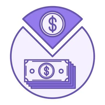 Colored Funding Icon. Vector Illustration. Chart, Dollar Coin, and Stack of.. Stock Illustration