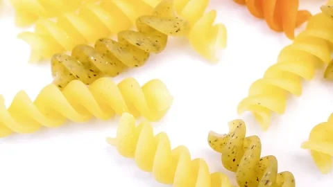 Colored fusilli italian pasta Video stock 136025053