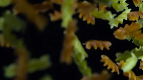 Colored Fusilli Pasta HD Pro Stock Footage 73138524
