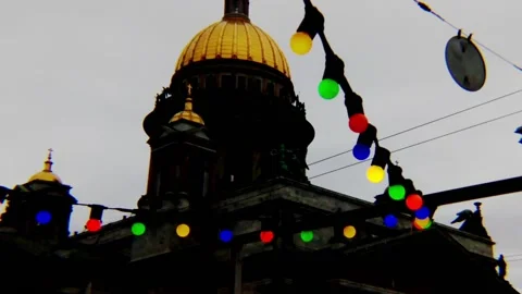 Colored garlands architecture background Stock Footage 90767406