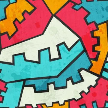 Colored gear seamless pattern with grunge effect Stock Illustration