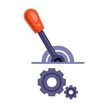 Colored gear shift lever icon. Large mechanism lever. Stock Illustration