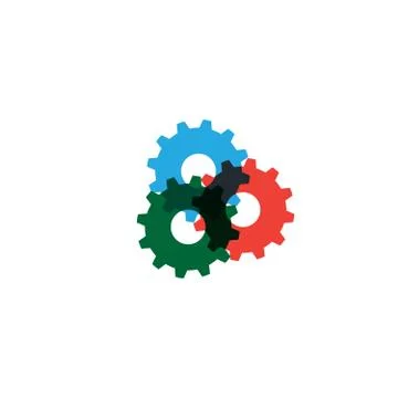 Colored gear wheels for team work symbolism. Stock vector illustration isolated Stock Illustration