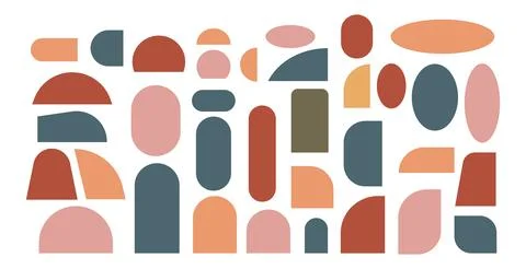 Colored geometric arches and various shapes Stock Illustration