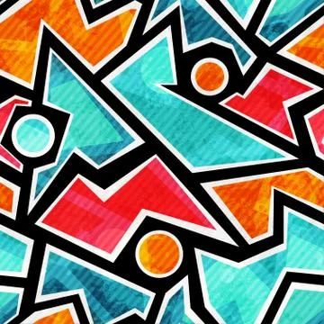 Colored geometric grunge seamless pattern Illustrazione stock