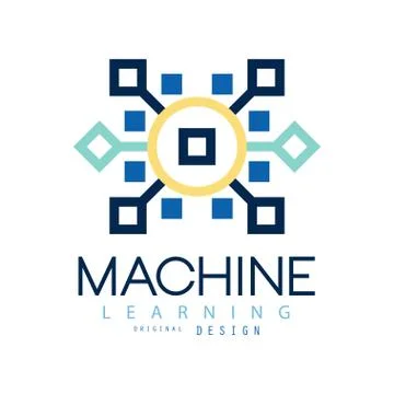 Colored geometric logo of machine learning. Artificial intelligence icon Illustrazione stock