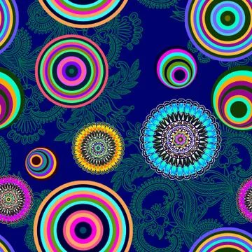 Colored geometric pattern. Traditional background, multicolor flowers. Illustrazione stock