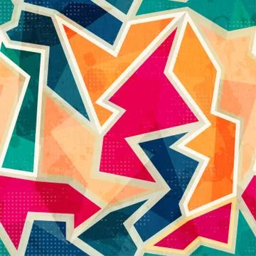 Colored geometric seamless pattern with grunge effect Stock Illustration