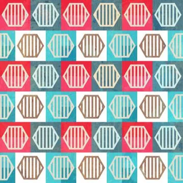 Colored geometric seamless pattern with grunge effect Stock Illustration