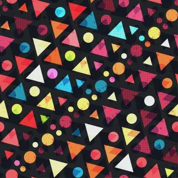 Colored geometric seamless pattern with grunge effect Stock Illustration