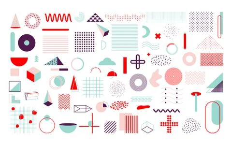 Colored geometric shape memphis element vector set Stock Illustration
