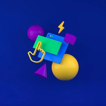 Colored geometric shapes for web design. 3d render Stock Illustration