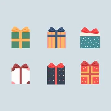 Colored Gift Boxes with Ribbon. vector illustration Stock Illustration