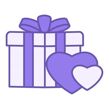Colored Gift Icon. Vector Illustration. Gift Box with Bow and Hearts. Surpr.. 스톡 일러스트