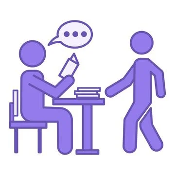 Colored Give Homework Icon. Teacher Holding a Notebook and Talking to a Stu.. Иллюстрация