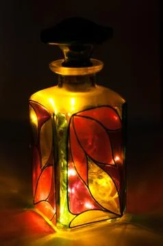 Colored glass bottle Stock Photos