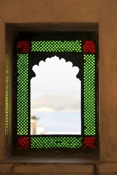 Colored Glass Window Frame Stock Photos