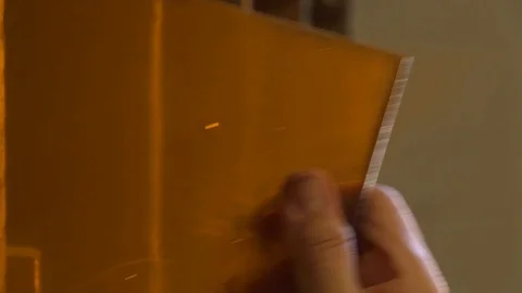 Colored glasses in a glazier's laboratory Stock Footage 129086872