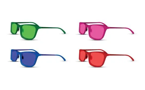 A colored glasses set on white background Stock Illustration