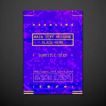 Colored glitch design backdrop poster layout. Stock Illustration