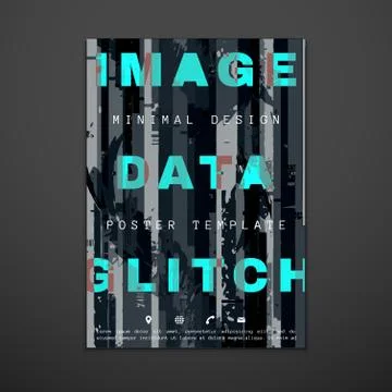 Colored glitch design backdrop poster layout. Stock Illustration