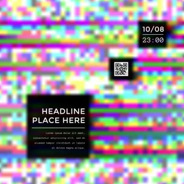 Colored glitch design template layout. 库存插图