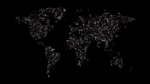 Colored Glitter Lights Map Loop Stock Footage 96451980