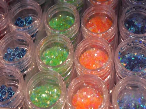 Colored glitter in tubes for makeup. Stock Footage 73397785