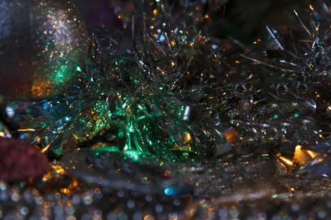 Colored glowing bokeh background of warm lights and blurry Christmas decora.. Stock Photos