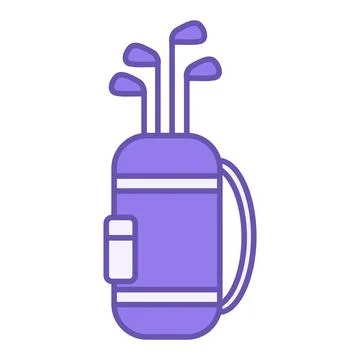 Colored Golf Icon. Vector Illustration. Golf Bag with Clubs. Golf Equipment.. Stock Illustration