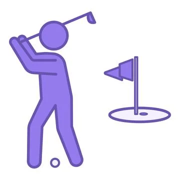 Colored Golfer Icon. Vector Illustration. Athlete Trying to Putt the Ball i.. Stock Illustration