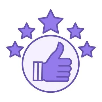 Colored Good Feedback Icon. Vector Illustration. Thumbs Up, Like, and Five .. Stock Illustration