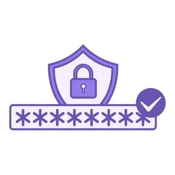 Colored Good Password Icon. Vector Illustration. Shield, Padlock, and Long .. Illustrazione stock