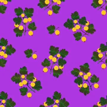 Colored gooseberries seamless pattern. Stock Illustration