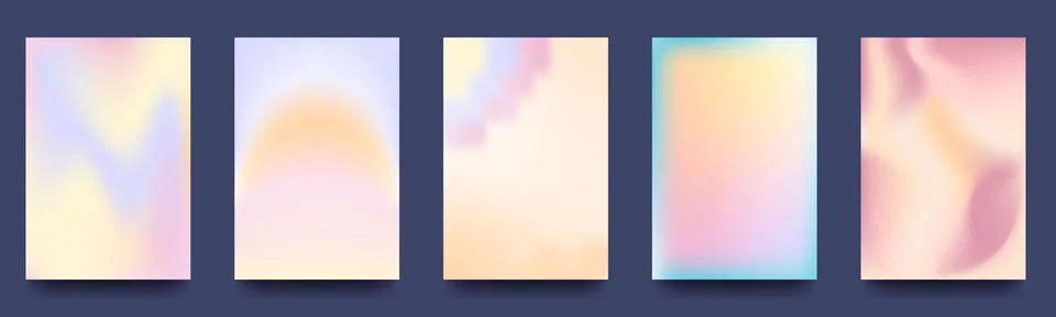 Colored gradient backgrounds, color grading, abstract holographic vector posters Stock Illustration