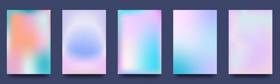 Colored gradient backgrounds, color grading, abstract holographic vector posters Stock Illustration