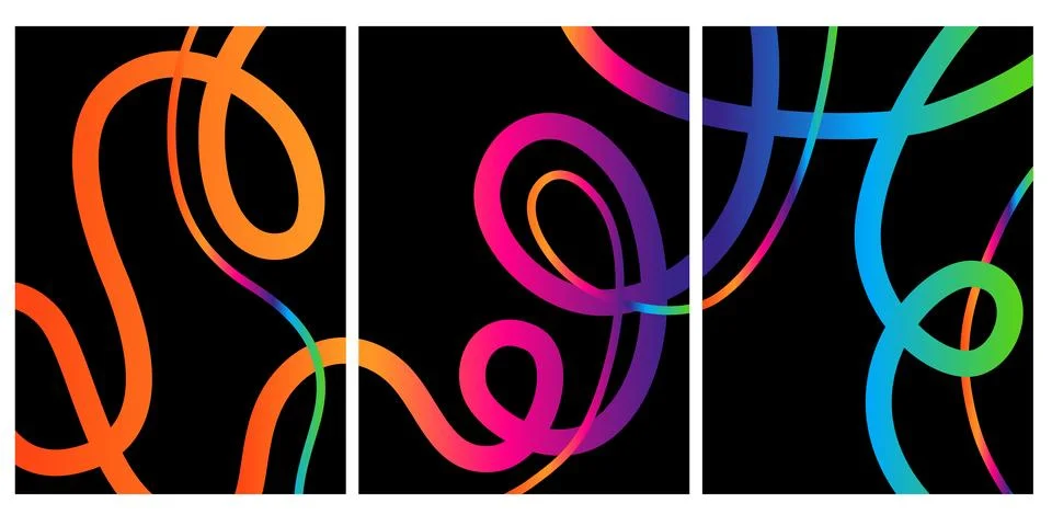 Colored gradients of organic lines of elements 스톡 일러스트