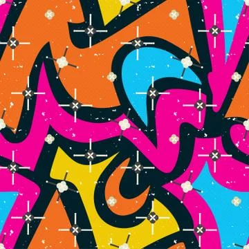 Colored graffiti abstract pattern on a black background Illustrazione stock